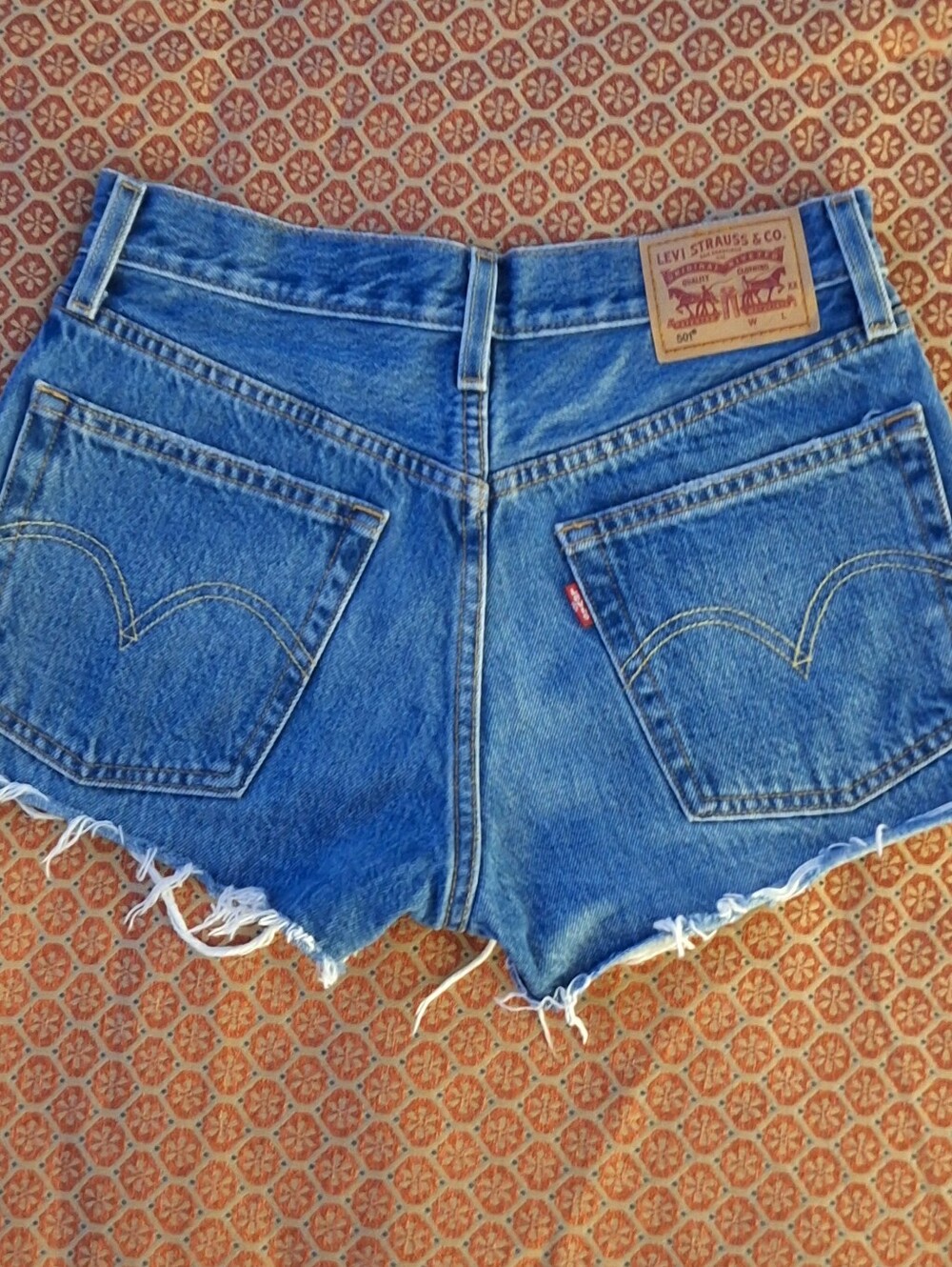 Levi's Blue Denim Frayed Cutoff Shorts